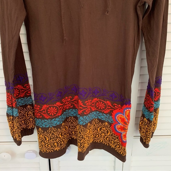 Johnny Was JWLA Blouse Womens S Brown Floral Embroidered Tunic Peasant Boho Top - Picture 3 of 14